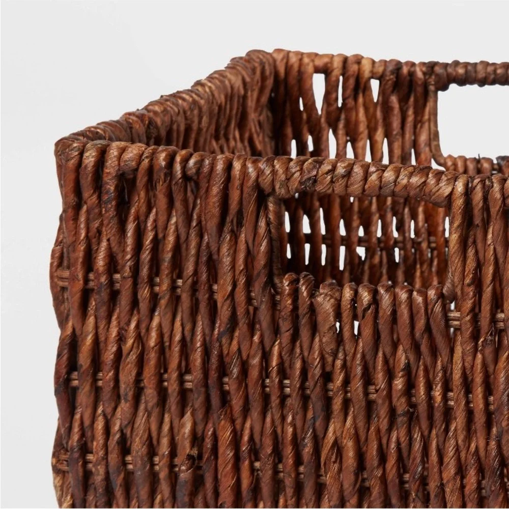 3-Large Woven Banana Bark Crate Brightroom Brown Rectangle Decorative‎ Baskets